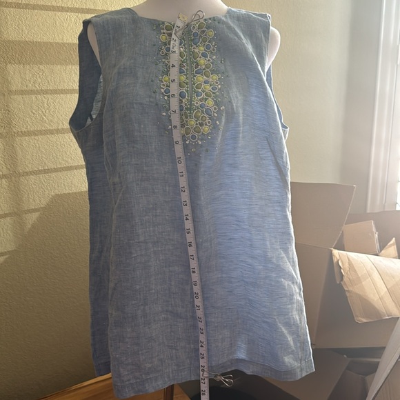 Lafayette 148 Sleeveless zip back beaded linen tunic top - Picture 5 of 5